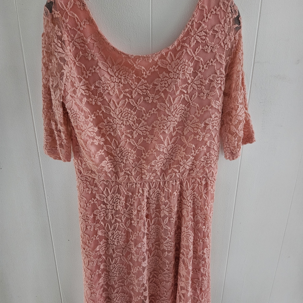 Rewind Coral Lace Long Sleeve Dress